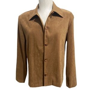 Ladies BRIGGS NEW YORK Tan Suede Button Up Blazer Jacket